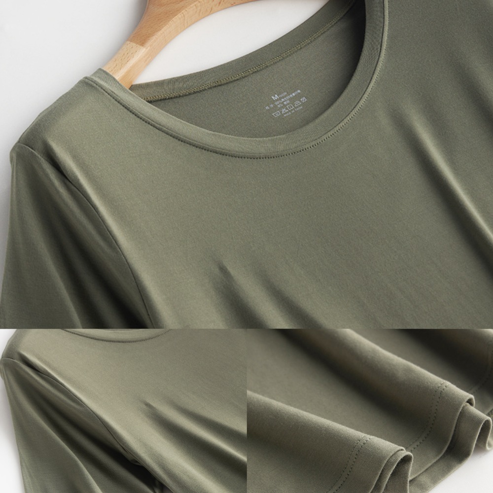 ​莫代爾比特棉短袖T恤女夏季新款圓領打底衫薄款內搭寬鬆休閒上衣-細節圖8