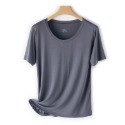 ​莫代爾比特棉短袖T恤女夏季新款圓領打底衫薄款內搭寬鬆休閒上衣-規格圖9