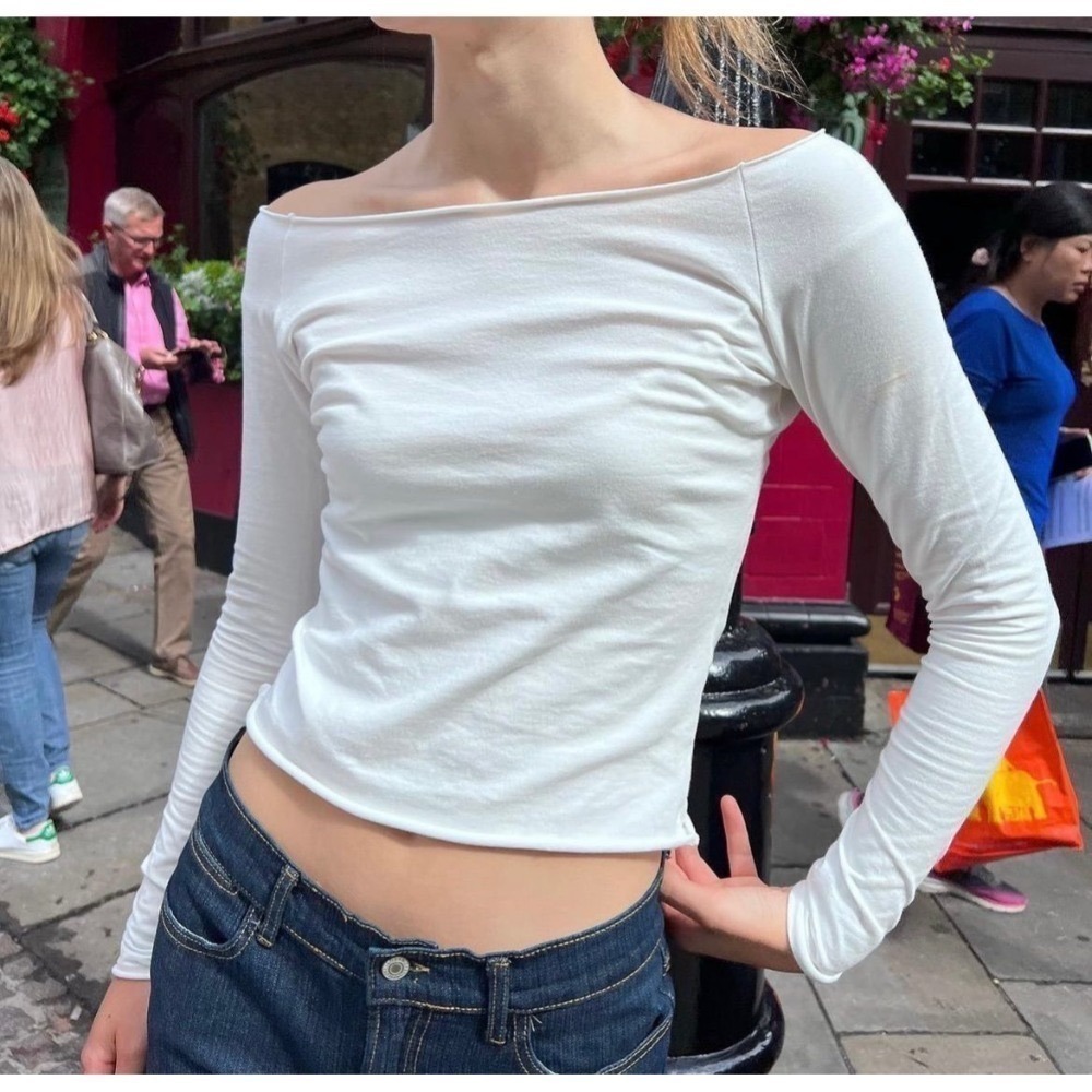 現貨⊹多色｜基礎純棉捲邊平口長袖 🤍 Bonnie Top-規格圖8