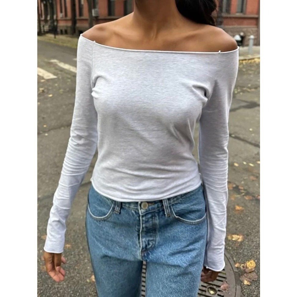 現貨⊹多色｜基礎純棉捲邊平口長袖 🤍 Bonnie Top-規格圖8