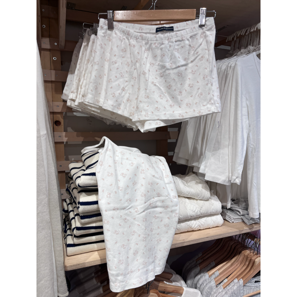 現貨⊹門市限定 泰迪୨୧淺粉純棉 eyelet 細肩背心/居家短褲-細節圖2