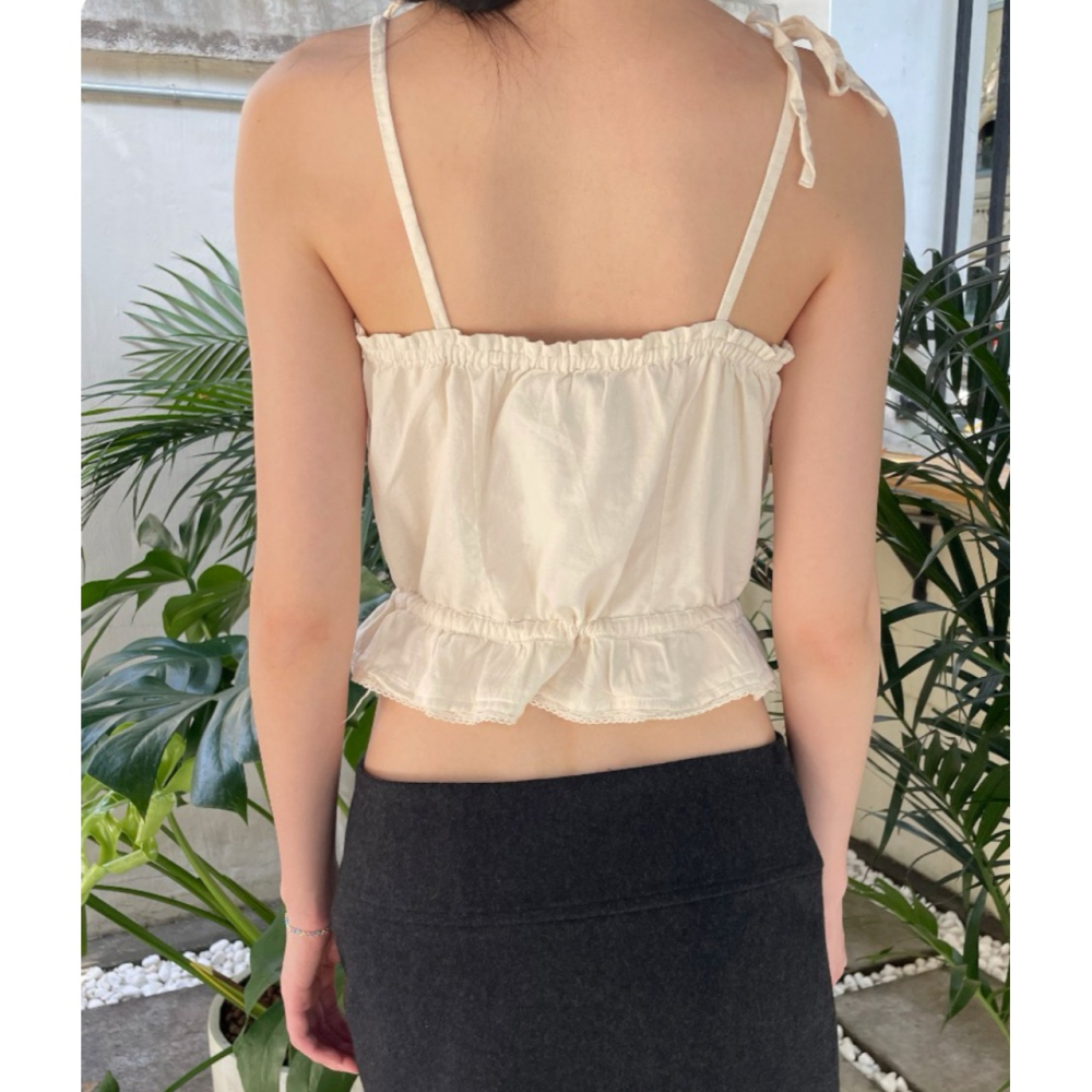 現貨⊹杏色提花綁帶背心 🧺 Maeve Top-細節圖2