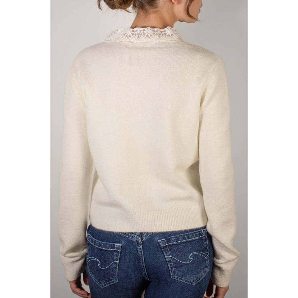 (sale) subdued ⋆ Cream Lace Cardigan-細節圖3