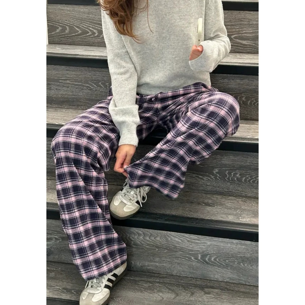 (sale) subdued ⋆ 多色 Plaid Wide Leg Pants-細節圖2