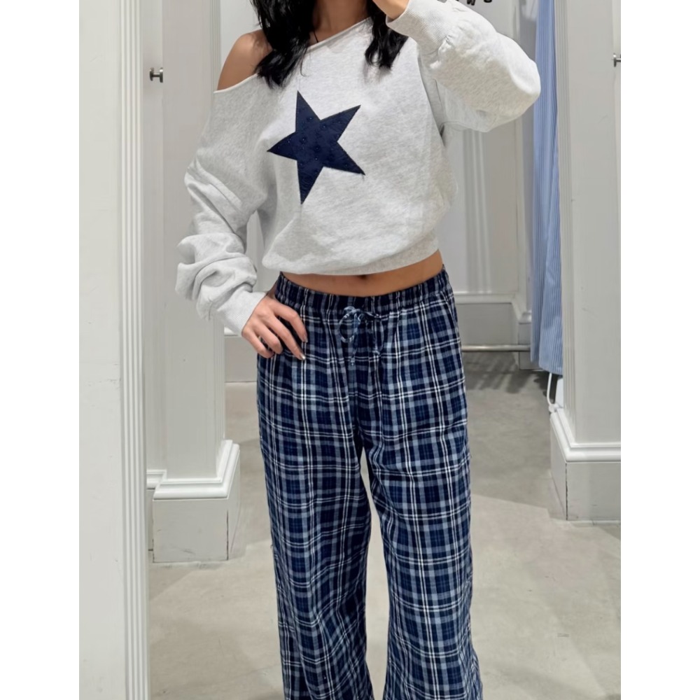 (sale) subdued ⋆ 多色 Plaid Wide Leg Pants-規格圖2