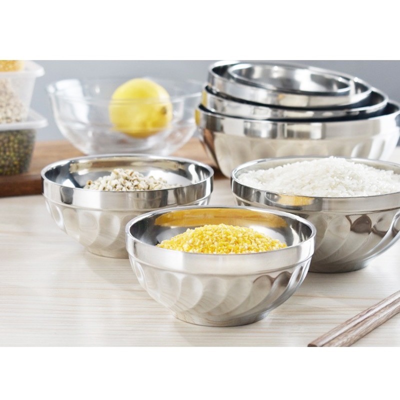 【十八啦🎲商城-台灣現貨】不鏽鋼雙層防燙碗 不鏽鋼碗 防燙碗 兒童碗 廚房湯 飯碗 防滑碗 防摔碗 餐具 鐵碗 雙層碗-細節圖2