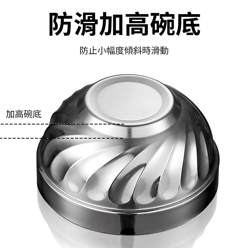 【十八啦🎲商城-台灣現貨】不鏽鋼雙層防燙碗 不鏽鋼碗 防燙碗 兒童碗 廚房湯 飯碗 防滑碗 防摔碗 餐具 鐵碗 雙層碗-細節圖5