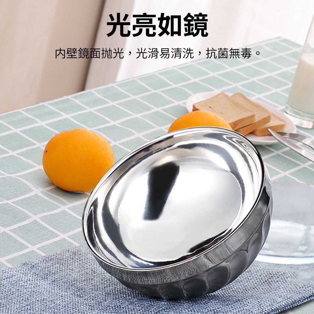 【十八啦🎲商城-台灣現貨】不鏽鋼雙層防燙碗 不鏽鋼碗 防燙碗 兒童碗 廚房湯 飯碗 防滑碗 防摔碗 餐具 鐵碗 雙層碗-細節圖10