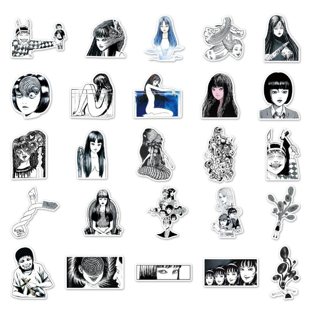 富江 伊藤潤二 貼紙 手帳貼紙 防水貼紙 行李箱貼紙 安全帽貼紙 10入-細節圖3