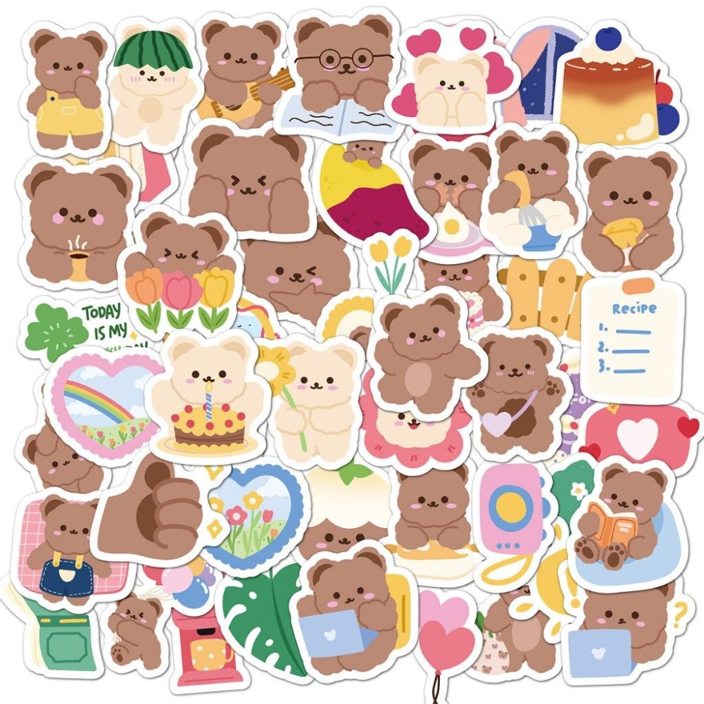 快樂小熊 貼紙 手帳貼紙 防水貼紙 行李箱貼紙-細節圖3