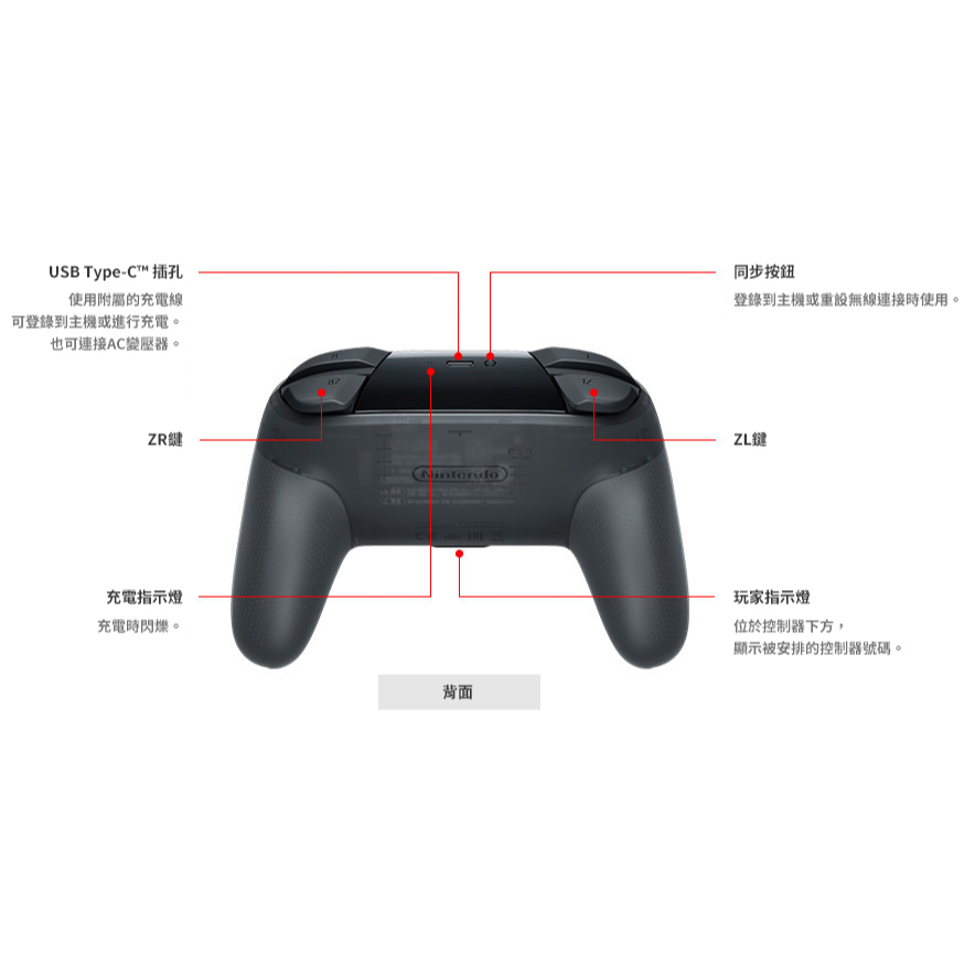 NS Pro 控制器 黑色 王國之淚 異度神劍2 漆彈大作戰3 斯普拉頓3 台灣公司貨-細節圖3