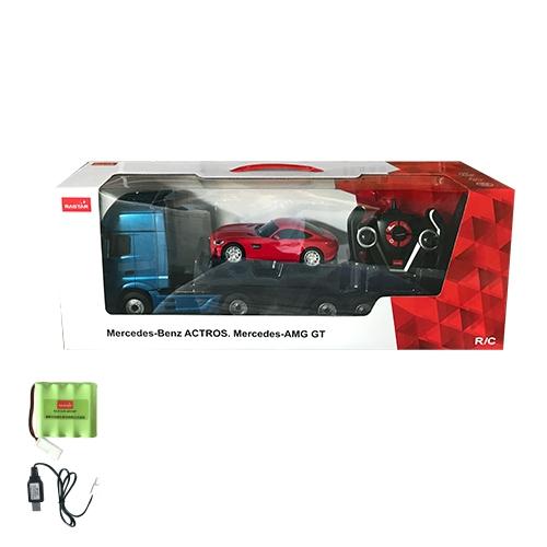 2.4G 1:26 賓士授權拖板車 + 1:24 SLS AMG轎車【顏色隨機出貨】-細節圖2