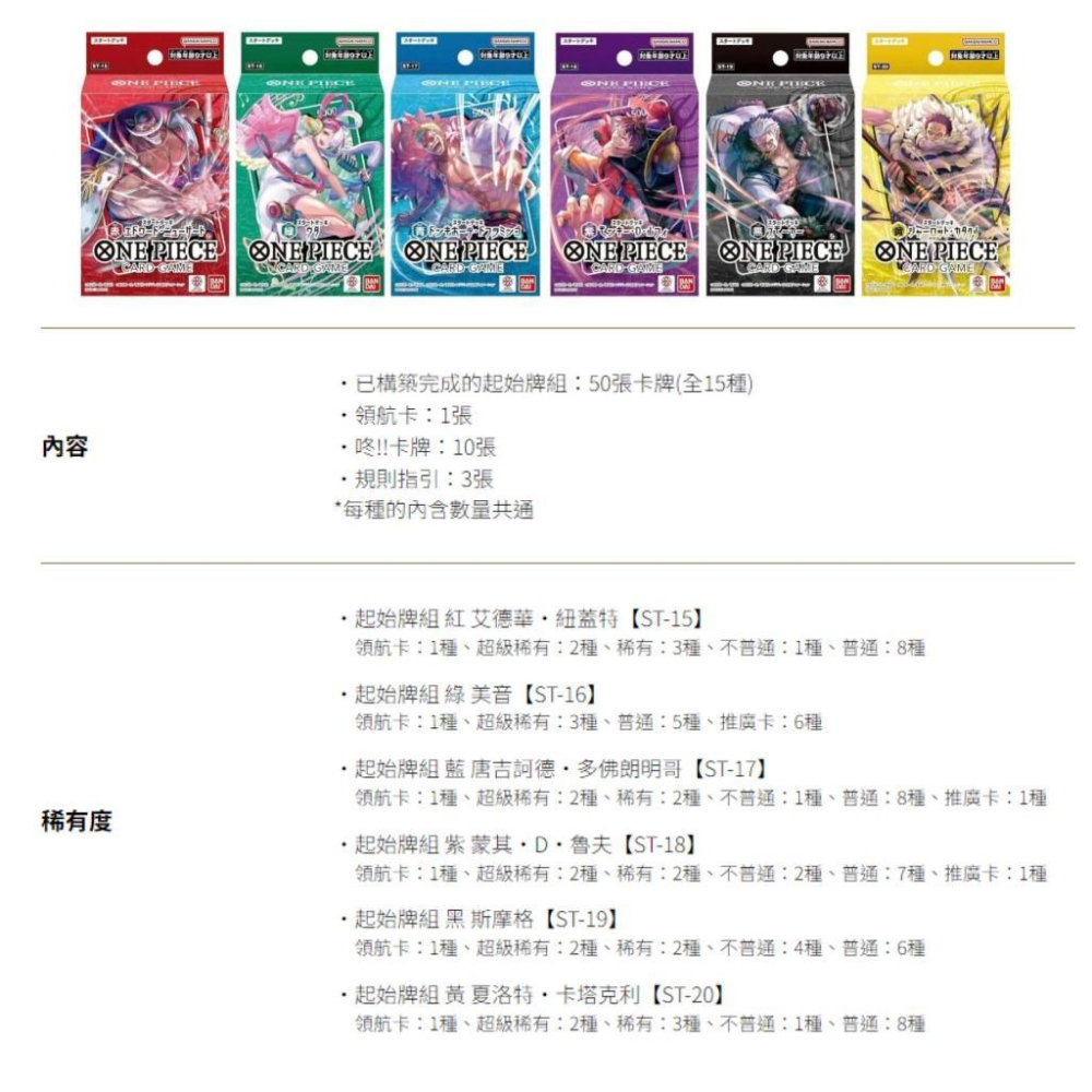 航海王卡牌 起始牌組 ST-14 ~ ST-29 ONE PIECE  日文-細節圖8