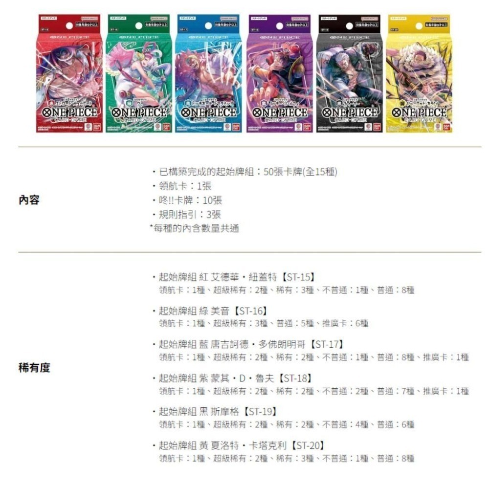 航海王卡牌 起始牌組 ST-14 ~ ST-29 ONE PIECE  日文-細節圖8