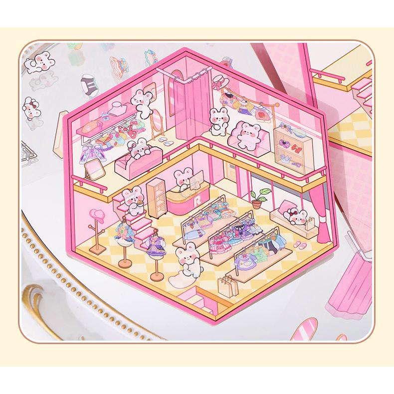 場景立體貼紙 可愛微縮造景貼紙 3D立體小屋 解壓造景手帳貼紙-細節圖7