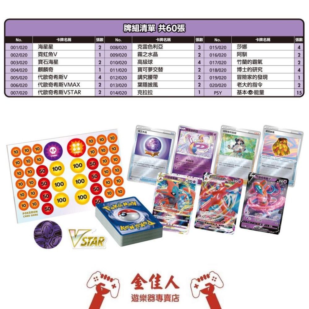 寶可夢卡牌 正版 VSTAR&VMAX 高級牌組 代歐奇希斯 PTCG-細節圖2