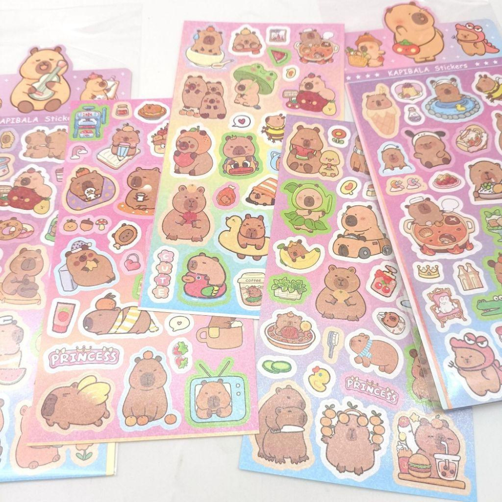 水豚 卡比巴拉 雷射貼紙 隨機出貨 鐳射貼紙 咕卡貼紙-細節圖2