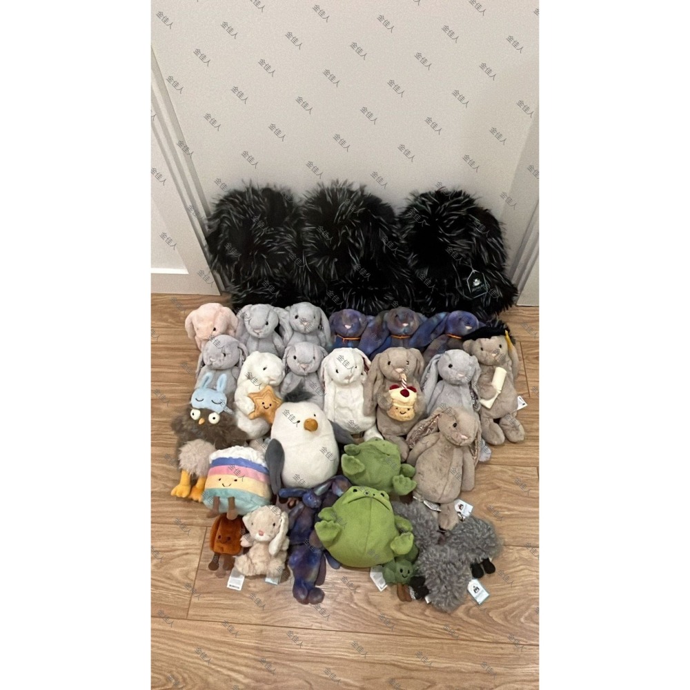 Jellycat 51公分 Inkli Bunny 黑色大兔兔 酷帥黑白兔 英國Selfridges 限定款-細節圖3