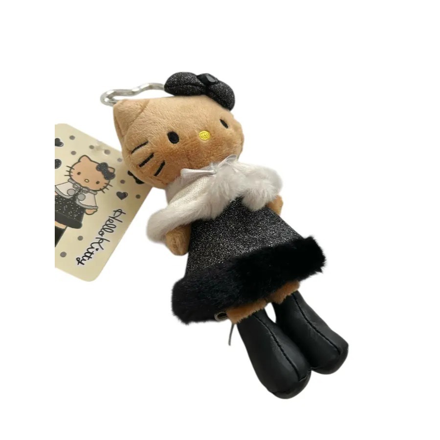 正版 冬日貴婦長腿Kitty吊飾 黑皮 披肩 靴子綁帶 長腿-細節圖3