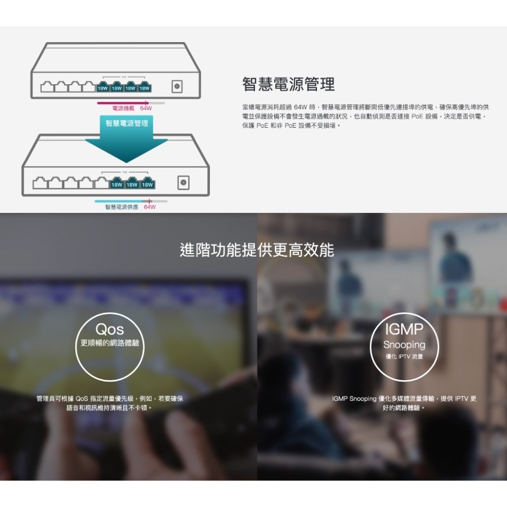 《免運 現貨 原廠》tp-link TL-SG1008P 4 PoE+ 8埠 10/100/1000 Mbps 交換器-細節圖4