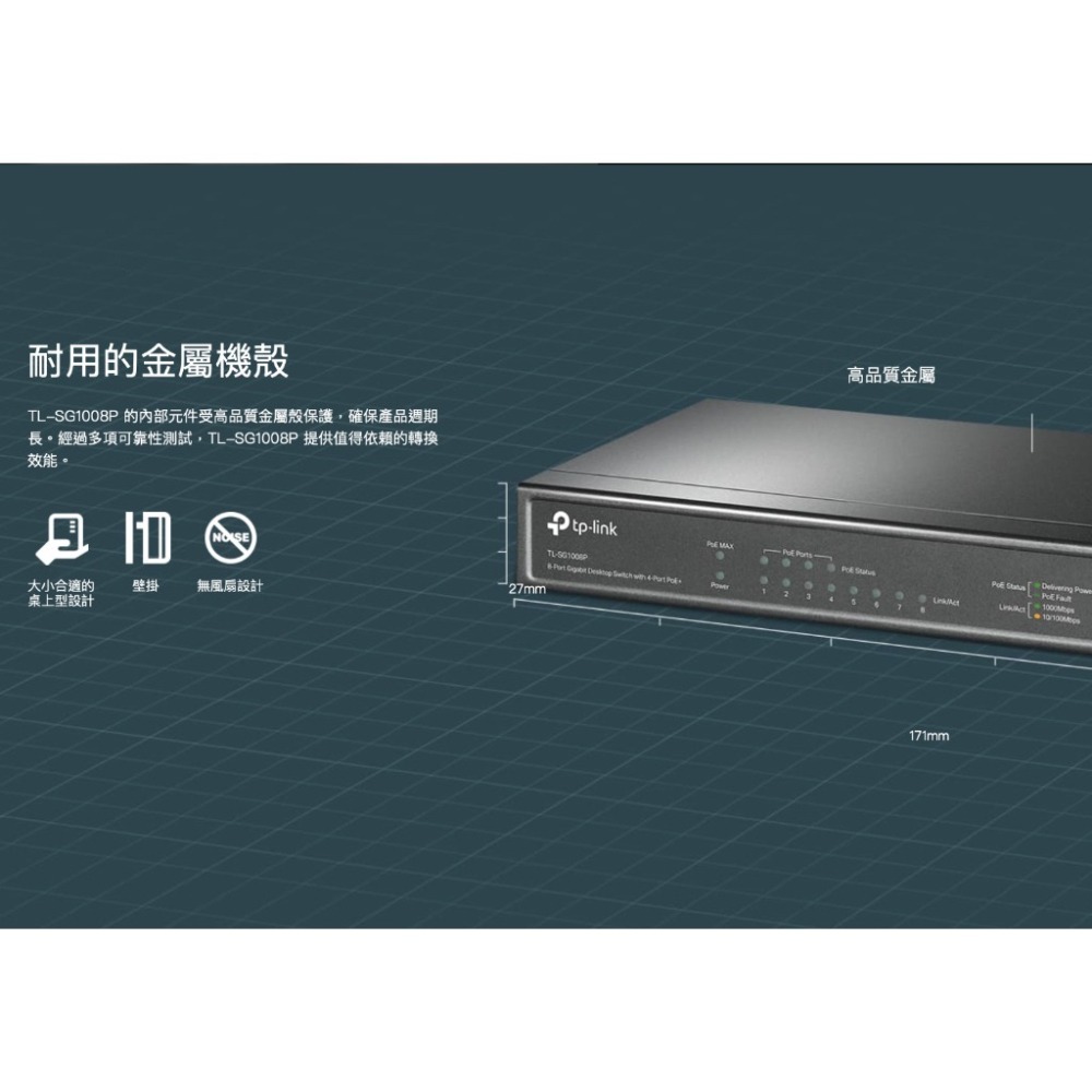 《免運 現貨 原廠》tp-link TL-SG1008P 4 PoE+ 8埠 10/100/1000 Mbps 交換器-細節圖5