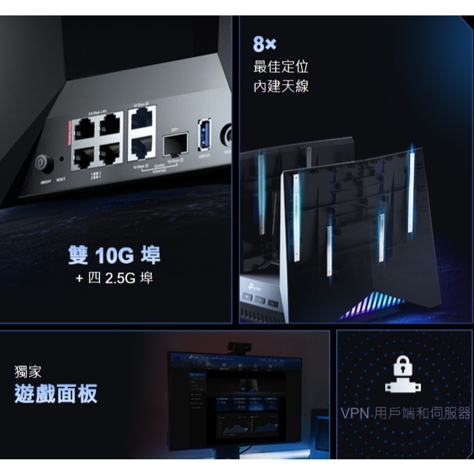 《tp-link 免運 公司貨 電競》Archer GE800 BE19000 三頻 WiFi 7 路由器 無線 分享器-細節圖3