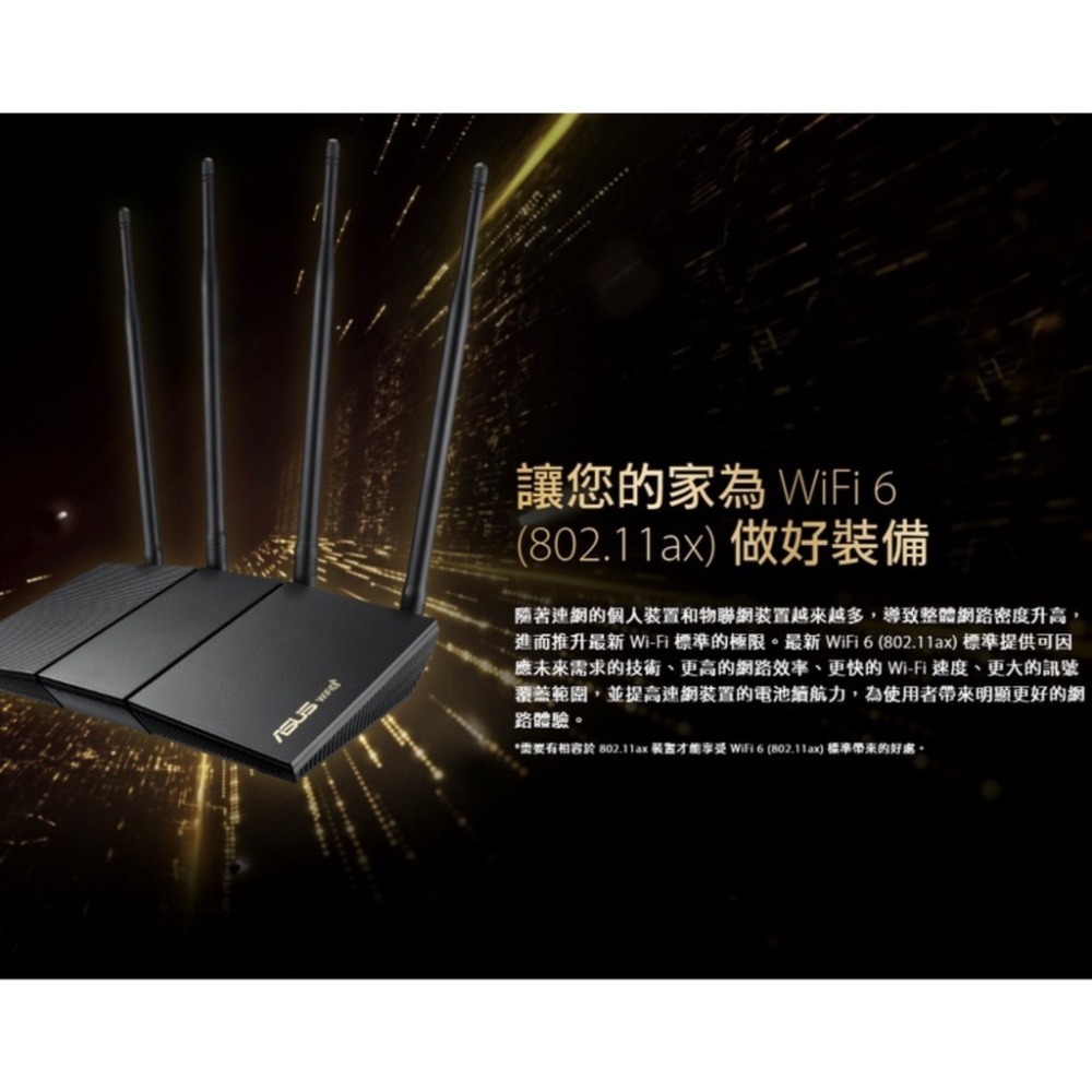 《 免運 送網路線 原廠 公司貨》ASUS RT-AX1800HP 無線路由器 雙頻 WiFi 6 高效 無線 分享器-細節圖2