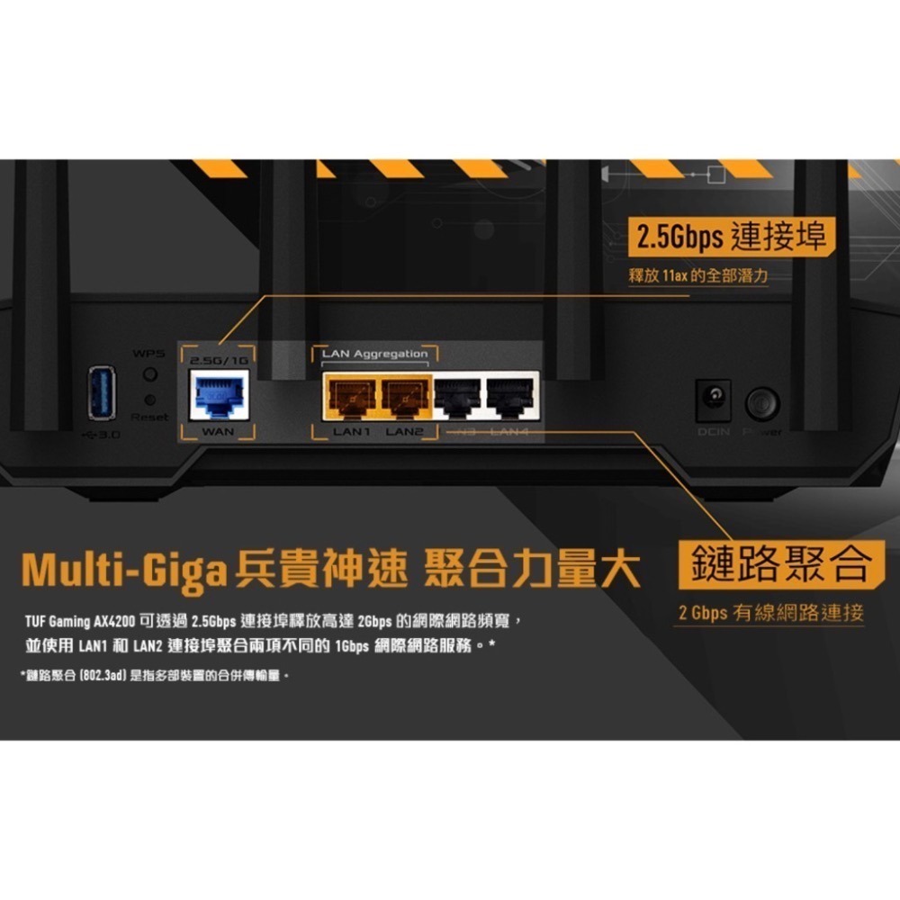 《 ASUS 送網路線 原廠 電競等級 》TUF Gaming AX4200 雙頻 WiFi 6 高效能 無線 路由器-細節圖3