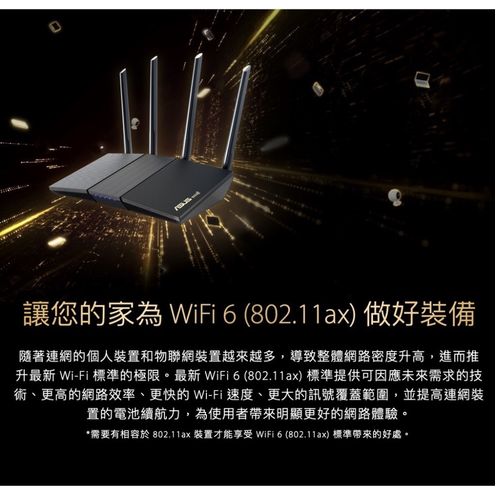 《 免運 送網路線 原廠 公司貨 》Asus RT-AX1800S 無線路由器 雙頻 WiFi 6 高效 無線 分享器-細節圖2