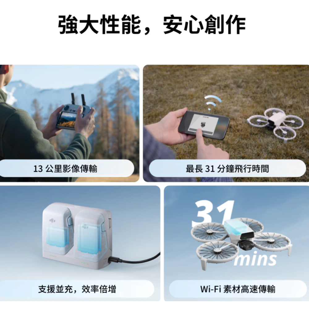 《 DJI 大疆 免運 原廠公司貨 暢飛套裝 》Flip AI 折疊收納 掌上型 迷你 空拍機 航拍機-細節圖4