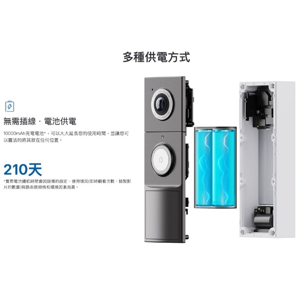 《 tp-link 原廠 公司貨 充電 2K》Tapo D235 智慧門鈴 遠距 通話 攝影機 2K 夜視全彩 攝像頭-細節圖4