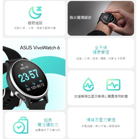《 父親節促銷 Asus 華碩 血壓偵測 》HC-D06 vivowatch 6 健康智慧手錶 運動手錶 智慧手錶-細節圖2