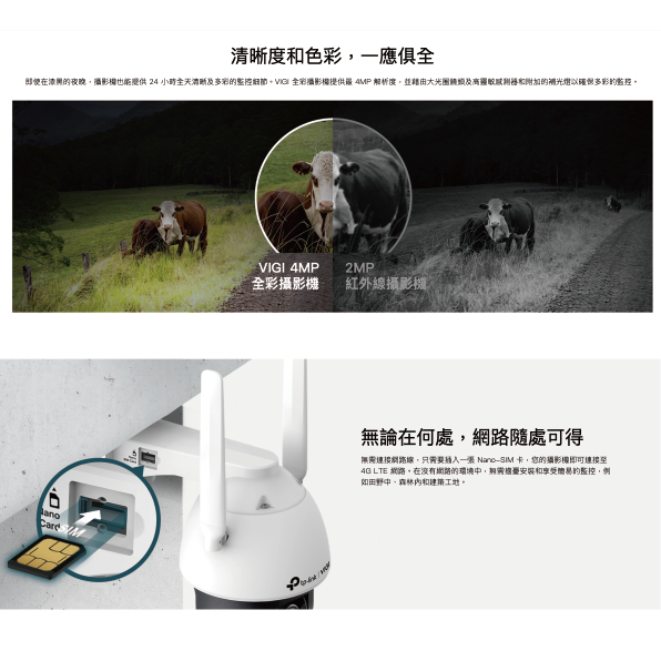 《 tp-link 原廠 防水 可動 可插SIM卡 》VIGI C540-4G 防水 360度 攝影機 監視器 攝像頭-細節圖2