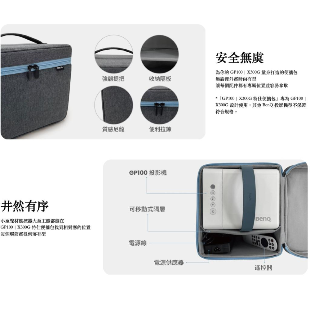 《 BenQ 明基 專用週邊配件 》GP100 X300G 投影機 專用收納包 硬殼包 便攜包 外出包-細節圖2