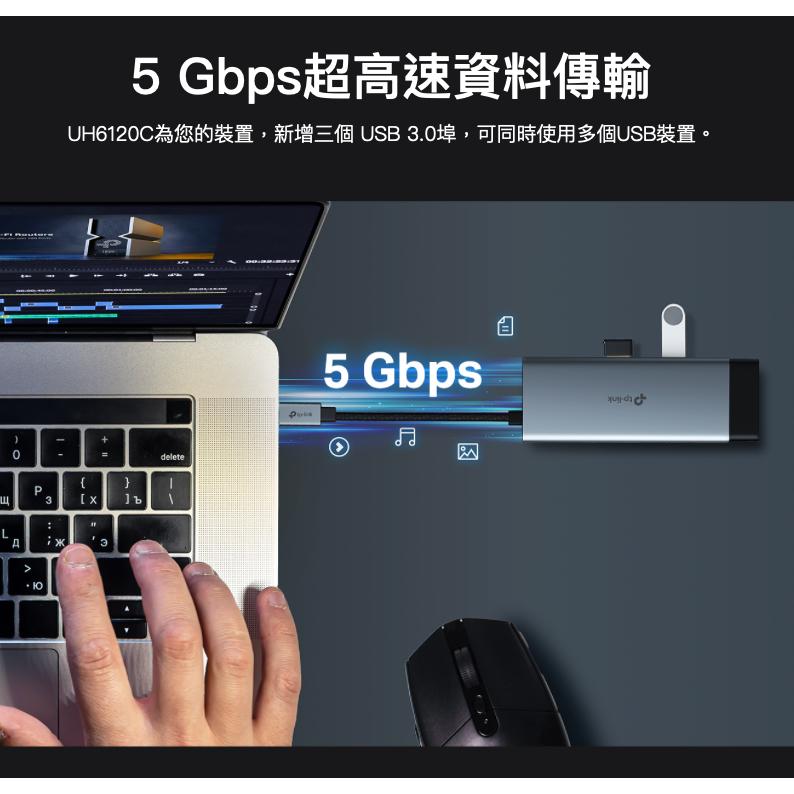 《 tp-link 4K HDMI 6合1  》UH6120C USB Type-C 6埠 集線器 HUB 隨插即用-細節圖6