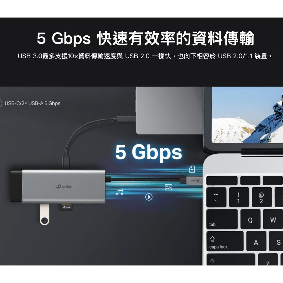 《 tp-link 4K HDMI 7合1》UH7020C USB Type-C 9埠 集線器 HUB 讀卡機 隨插即用-細節圖6