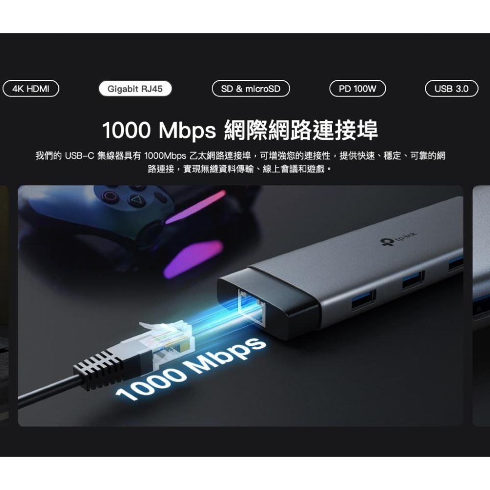 《 tp-link 4K HDMI 9合1  》UH9120C USB Type-C 9埠 集線器 HUB 隨插即用-細節圖4