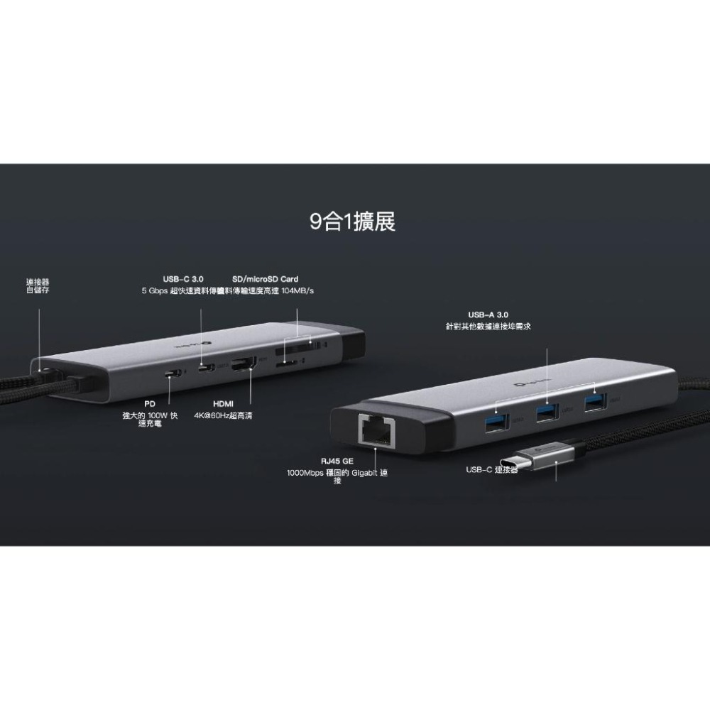 《 tp-link 4K HDMI 9合1  》UH9120C USB Type-C 9埠 集線器 HUB 隨插即用-細節圖8