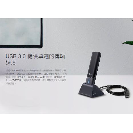 《 tp-link 免運 公司貨 》Archer TXE70UH AXE5400 高增益 三頻 無線 USB 網卡-細節圖6