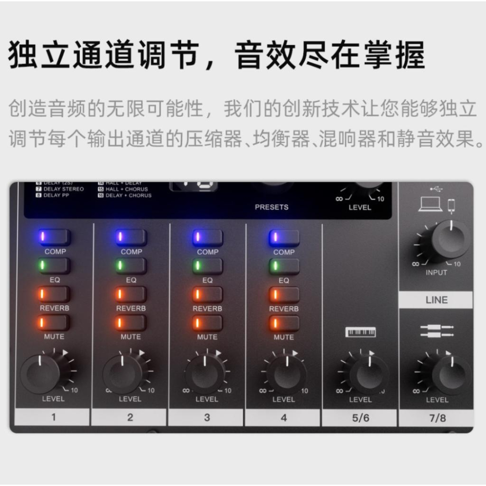 《 免運 台灣出貨 公司貨 附發票 》Relacart 力卡 MIXX8.6 8通道 數位混音工作台 混音器-細節圖7