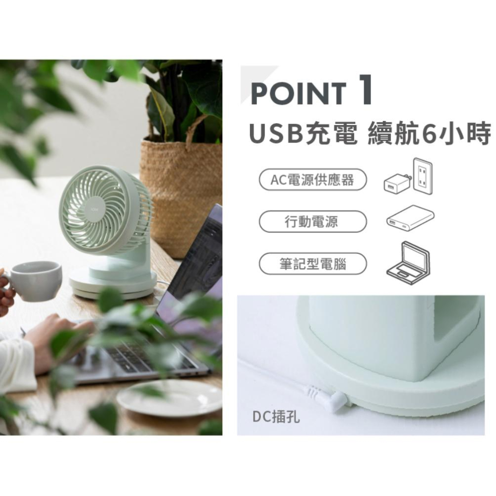 《 交換禮物 台灣出貨 現貨 》solac SFA-F01 6吋 USB DC 無線 行動風扇 電風扇 循環扇-細節圖2