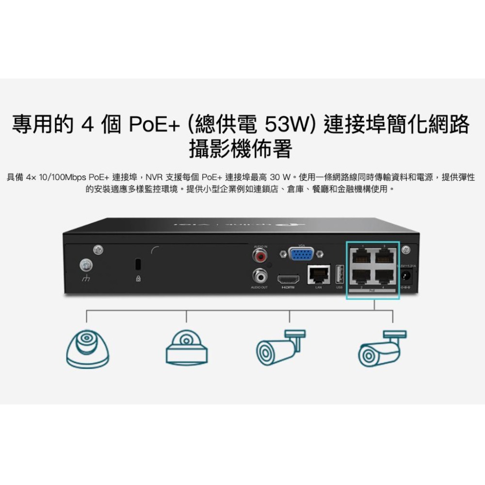 《 tp-link 免運 公司貨 4 路 PoE+ 》VIGI NVR1004H-4P 監控主機 監視器 主機-細節圖4