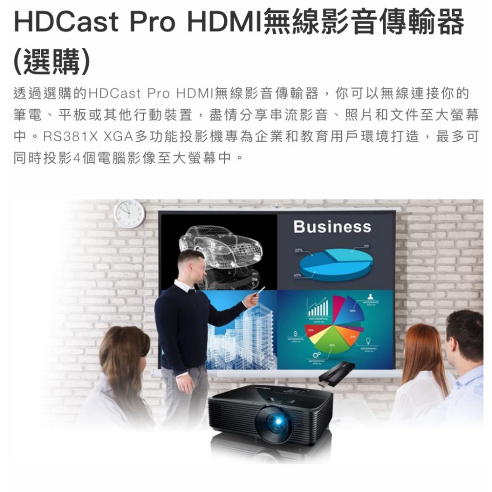 《 免運 原廠 送 HDMI線材 》Optoma 奧圖碼 RS381X XGA 高亮度 多功能 商務投影機 投影機-細節圖6