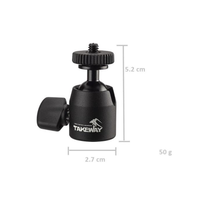 《 免運 台灣製造 快拆款 1/4＂ 螺孔 》Takeway T-B05 迷你 球型雲台 1/4螺絲-細節圖2