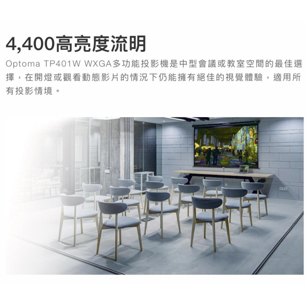 《 免運 原廠 送 HDMI線材 》Optoma 奧圖碼 TP401W WXGA 高亮度 多功能 商務投影機 投影機-細節圖2