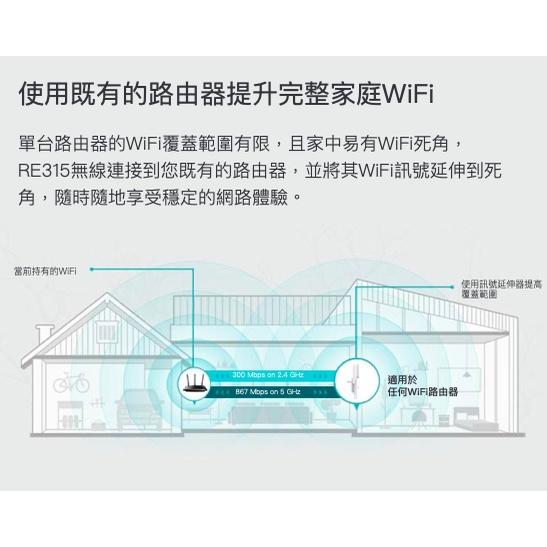《 tp-link 免運 公司貨 》RE315 AC1200 Mesh WiFi 5 訊號 無線 訊號延伸器 延伸器-細節圖7
