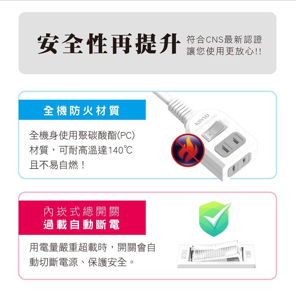 《 現貨 附發票 2孔 180cm 》KINYO NSD-212 中繼安全延長線 防雷擊 延長線 1.8M-細節圖4