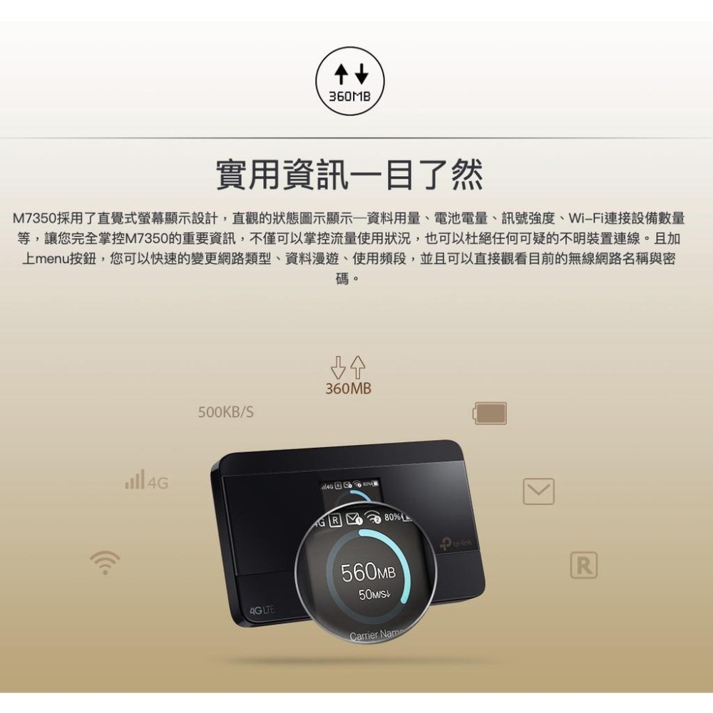 《 tp-link 原廠 公司貨 攜帶式 》M7350 4G 進階版 LTE 行動 WiFi 無線分享器-細節圖5
