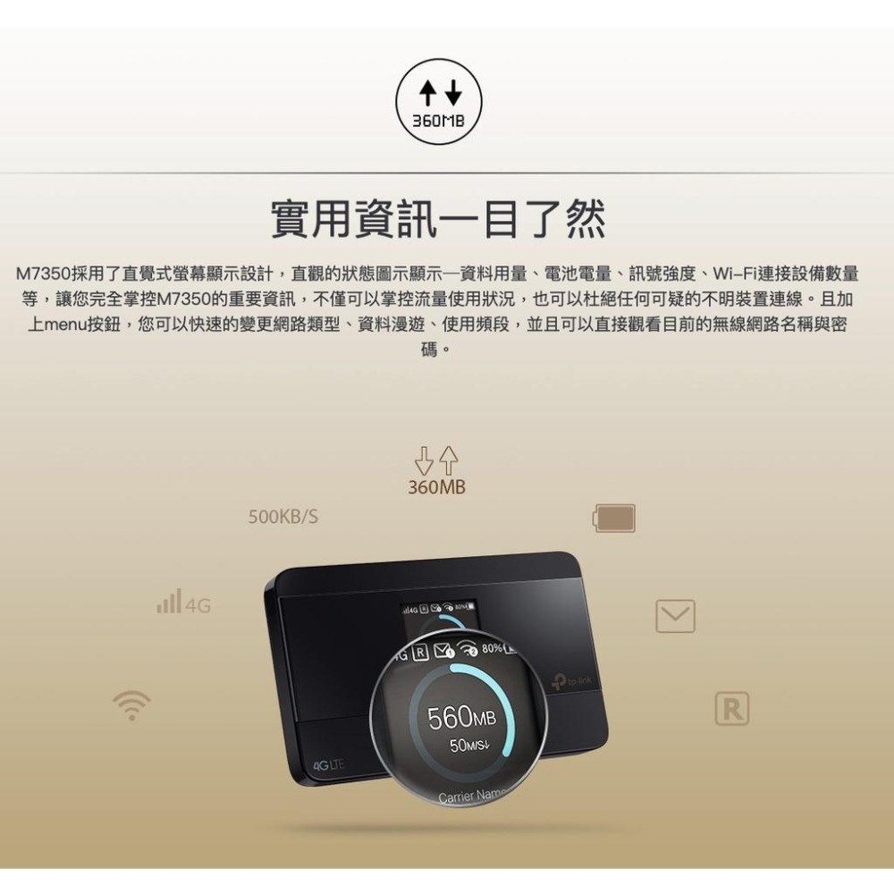 《 tp-link 原廠 公司貨 攜帶式 》M7350 4G 進階版 LTE 行動 WiFi 無線分享器-細節圖5