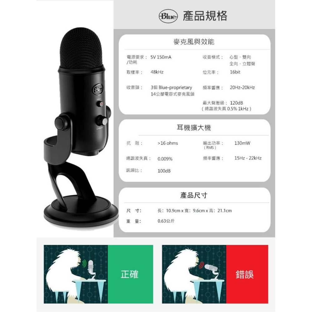 《 送收納包 公司貨 開發票 》Blue Yeti 雪怪 USB 三收音頭 電容 麥克風 隨插即用-細節圖6